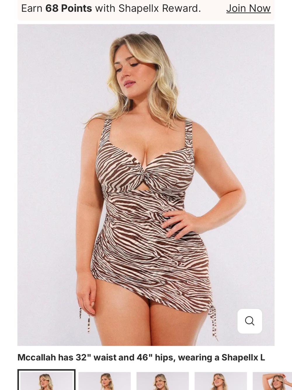 Shapellx Zebra Print One-Piece Swimdress in Brown/White